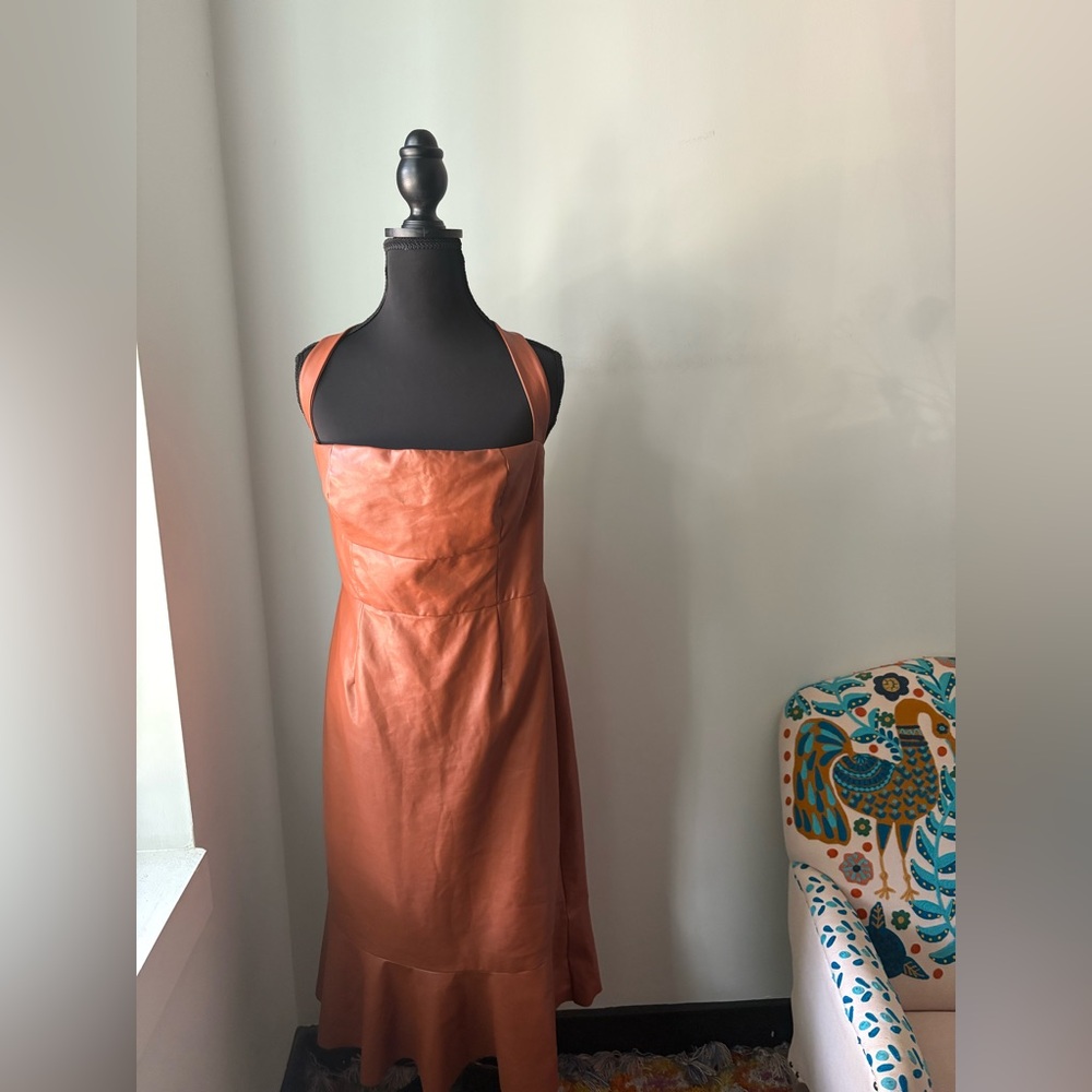 Anthropologie Hutch Square Neck Faux Leather Dress